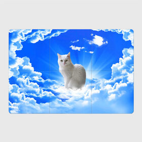 Магнитный плакат 3Х2 с принтом Кот в облаках в Курске, Полимерный материал с магнитным слоем | 6 деталей размером 9*9 см | Тематика изображения на принте: animals | cat | kitty | ангел | белый кот | блики | взгляд кота | глаза кота | животные | киска | кот | котейка | котенок | котик | кошак | кошка | лучи | мордочка | небесный | небо | облака | пейзаж | питомец