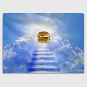 Плед 3D с принтом Райский бургер в Курске, 100% полиэстер | закругленные углы, все края обработаны. Ткань не мнется и не растягивается | food | hamburger | hot dog | ангел | блики | булка | булочка | бургер | бутерброд | вкусняшки | гамбургер | еда | котлета | лестница | лучи | небесный | небо | обжора | облака | пейзаж | природа | рай | сендвич