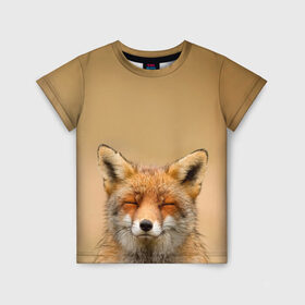 Детская футболка 3D с принтом Милая лисичка в Курске, 100% гипоаллергенный полиэфир | прямой крой, круглый вырез горловины, длина до линии бедер, чуть спущенное плечо, ткань немного тянется | Тематика изображения на принте: fox | foxy | животное | звери | лиса | лисенок | лисичка | милая | рыжая | фокс