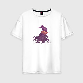 Женская футболка хлопок Oversize с принтом Волшебное дерево в Курске, 100% хлопок | свободный крой, круглый ворот, спущенный рукав, длина до линии бедер
 | дерево | животные | корни | листья | магия | осьминог
