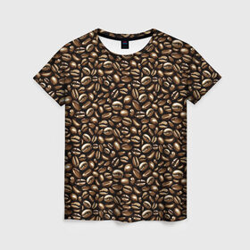 Женская футболка 3D с принтом Кофе в Зёрнах в Курске, 100% полиэфир ( синтетическое хлопкоподобное полотно) | прямой крой, круглый вырез горловины, длина до линии бедер | americano | coffee | espresso | latte | nescafe | американо | бариста | бармен | капучино | кофе | кофевар | кофейные зерна | кофейня | кружка кофе | латте | макиато | моккачино | мокко | нескафе | чай | чашка кофе | шоколад