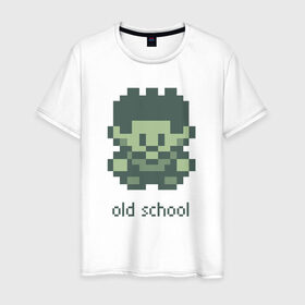Мужская футболка хлопок с принтом Old school в Курске, 100% хлопок | прямой крой, круглый вырез горловины, длина до линии бедер, слегка спущенное плечо. | gameboy | игра | персонаж | пиксель | рпг