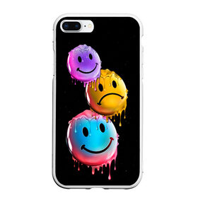 Чехол для iPhone 7Plus/8 Plus матовый с принтом Smail в Курске, Силикон | Область печати: задняя сторона чехла, без боковых панелей | lol | smile | грусть | краски | мем | позитив | рожица | смайл | смех | улыбка