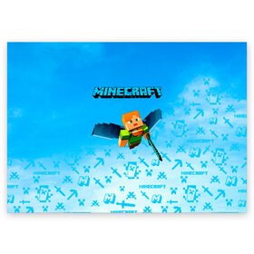 Поздравительная открытка с принтом Minecraft в Курске, 100% бумага | плотность бумаги 280 г/м2, матовая, на обратной стороне линовка и место для марки
 | minecraft | алекс | белый | блоки | ведьма | взрывчатка | визера | волк | гаст | добывать | дракон | зеленый куб | зомби | игра | крафт | крипер | кубики | лошадка | майн | майнкрафт | манкрафт | овечка | оцелот