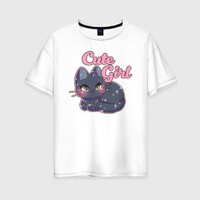 Женская футболка хлопок Oversize с принтом Cute Girl в Курске, 100% хлопок | свободный крой, круглый ворот, спущенный рукав, длина до линии бедер
 | 1 годик | love | дети | детские | любовь | малыш | малыши | ребенок
