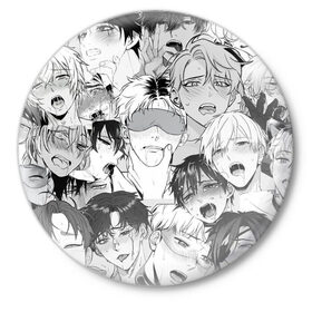 Значок с принтом Ахегао в Курске,  металл | круглая форма, металлическая застежка в виде булавки | manga | yuri | аниме | аниме любовь | анимекун | ахегао | манга | парни | яой