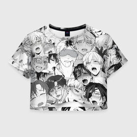 Женская футболка Crop-top 3D с принтом Ахегао в Курске, 100% полиэстер | круглая горловина, длина футболки до линии талии, рукава с отворотами | manga | yuri | аниме | аниме любовь | анимекун | ахегао | манга | парни | яой