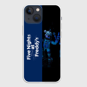Чехол для iPhone 13 mini с принтом Five Nights At Freddy в Курске,  |  | 5 ночей с фредди | five nights at freddys | fnaf | игра | игрок | книга | логотип | пиццерия | подарок | половина | синий | страшилка | фнаф | фредди