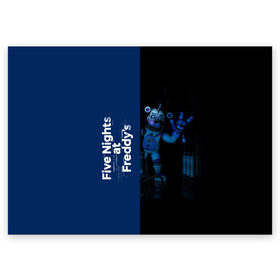 Поздравительная открытка с принтом Five Nights At Freddy в Курске, 100% бумага | плотность бумаги 280 г/м2, матовая, на обратной стороне линовка и место для марки
 | 5 ночей с фредди | five nights at freddys | fnaf | игра | игрок | книга | логотип | пиццерия | подарок | половина | синий | страшилка | фнаф | фредди