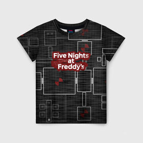 Детская футболка 3D с принтом Five Nights At Freddy в Курске, 100% гипоаллергенный полиэфир | прямой крой, круглый вырез горловины, длина до линии бедер, чуть спущенное плечо, ткань немного тянется | Тематика изображения на принте: 5 ночей с фредди | five nights at freddys | fnaf | игра | игрок | книга | логотип | пиццерия | подарок | страшилка | схема | фнаф | фредди