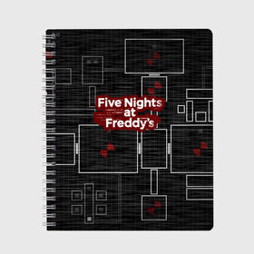Тетрадь с принтом Five Nights At Freddy в Курске, 100% бумага | 48 листов, плотность листов — 60 г/м2, плотность картонной обложки — 250 г/м2. Листы скреплены сбоку удобной пружинной спиралью. Уголки страниц и обложки скругленные. Цвет линий — светло-серый
 | 5 ночей с фредди | five nights at freddys | fnaf | игра | игрок | книга | логотип | пиццерия | подарок | страшилка | схема | фнаф | фредди