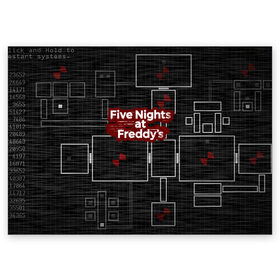 Поздравительная открытка с принтом Five Nights At Freddy в Курске, 100% бумага | плотность бумаги 280 г/м2, матовая, на обратной стороне линовка и место для марки
 | 5 ночей с фредди | five nights at freddys | fnaf | игра | игрок | книга | логотип | пиццерия | подарок | страшилка | схема | фнаф | фредди