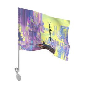 Флаг для автомобиля с принтом Cyberpunk 2077 в Курске, 100% полиэстер | Размер: 30*21 см | cd project red | cyberpunk 2077 | keanu reeves | samurai | игра | киану ривз | киберпанк 2077 | самураи