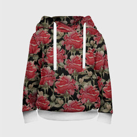 Детская толстовка 3D с принтом Красные розы на черном фоне в Курске, 100% полиэстер | двухслойный капюшон со шнурком для регулировки, мягкие манжеты на рукавах и по низу толстовки, спереди карман-кенгуру с мягким внутренним слоем | Тематика изображения на принте: 8 марта | flowers | summer | ботаническая иллюстрация | весна | зеленый | красный | лето | любовь | праздник | принт | природа | растения | розы | цветы | черный