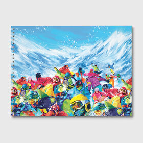 Альбом для рисования с принтом Палитра сноуборд в Курске, 100% бумага
 | матовая бумага, плотность 200 мг. | борд | горы | зимние виды спорта | разноцветный | снег | сноуборд | спуск | экипировка