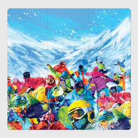 Магнитный плакат 3Х3 с принтом Палитра сноуборд в Курске, Полимерный материал с магнитным слоем | 9 деталей размером 9*9 см | Тематика изображения на принте: борд | горы | зимние виды спорта | разноцветный | снег | сноуборд | спуск | экипировка
