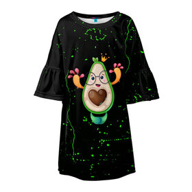 Детское платье 3D с принтом Авокадо в Курске, 100% полиэстер | прямой силуэт, чуть расширенный к низу. Круглая горловина, на рукавах — воланы | Тематика изображения на принте: авокадо | веган | еда блогеров | мемы | минимализм | прикольные картинки | прикольные надписи | растение | смешное авокадо | фрукт