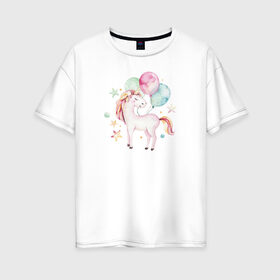 Женская футболка хлопок Oversize с принтом Пони в Курске, 100% хлопок | свободный крой, круглый ворот, спущенный рукав, длина до линии бедер
 | 1 годик | love | дети | детские | любовь | малыш | малыши | ребенок