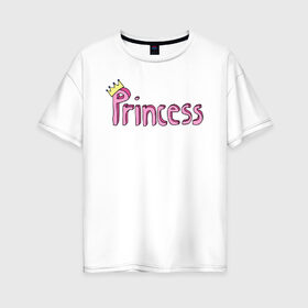 Женская футболка хлопок Oversize с принтом Princess в Курске, 100% хлопок | свободный крой, круглый ворот, спущенный рукав, длина до линии бедер
 | 1 годик | love | дети | детские | любовь | малыш | малыши | ребенок