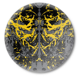 Значок с принтом Ужасы хорор в Курске,  металл | круглая форма, металлическая застежка в виде булавки | абстракция | жёлтый | кора | пятна | робот | ужасы | узор | фантастика | футуризм | хорор | цвета 2021