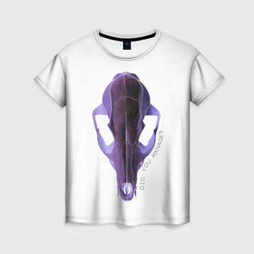 Женская футболка 3D с принтом The Skull в Курске, 100% полиэфир ( синтетическое хлопкоподобное полотно) | прямой крой, круглый вырез горловины, длина до линии бедер | альтернатива | андеграунд | гот | готика | готический стиль | готы | фиолетовый череп | череп | череп животного