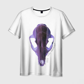 Мужская футболка 3D с принтом The Skull в Курске, 100% полиэфир | прямой крой, круглый вырез горловины, длина до линии бедер | Тематика изображения на принте: альтернатива | андеграунд | гот | готика | готический стиль | готы | фиолетовый череп | череп | череп животного