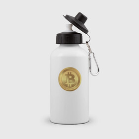 Бутылка спортивная с принтом BTC в Курске, металл | емкость — 500 мл, в комплекте две пластиковые крышки и карабин для крепления | bitcoin | btc | биткоин | валюта | деньги | криптовалюта