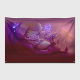 Флаг-баннер с принтом Спящий зверёк в Курске, 100% полиэстер | размер 67 х 109 см, плотность ткани — 95 г/м2; по краям флага есть четыре люверса для крепления | butterflies | fantasy | бабочки | зверёк | рисунок