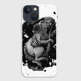 Чехол для iPhone 13 mini с принтом Крыса и черные пятна в Курске,  |  | белый | графика | кляксы | крыса | мышь | нежить | пятна | хоррор | чернила | черный