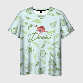 Мужская футболка 3D с принтом Dinodad в Курске, 100% полиэфир | прямой крой, круглый вырез горловины, длина до линии бедер | dino | dinosaur | family | family look | детские | для всей семьи | семейные | семья | фэмили лук