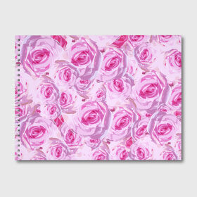 Альбом для рисования с принтом Roses в Курске, 100% бумага
 | матовая бумага, плотность 200 мг. | дизайн с розами | женственность | нежность | роза | розовый принт | розовый фон | розы | цветы