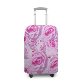 Чехол для чемодана 3D с принтом Roses в Курске, 86% полиэфир, 14% спандекс | двустороннее нанесение принта, прорези для ручек и колес | дизайн с розами | женственность | нежность | роза | розовый принт | розовый фон | розы | цветы
