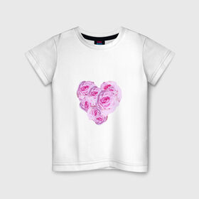 Детская футболка хлопок с принтом The Heart в Курске, 100% хлопок | круглый вырез горловины, полуприлегающий силуэт, длина до линии бедер | нежность | роза | розовое сердце | розовый принт | розы | романтика | сердечко | сердце