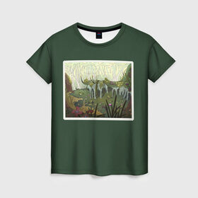 Женская футболка 3D с принтом Солнечное болото в Курске, 100% полиэфир ( синтетическое хлопкоподобное полотно) | прямой крой, круглый вырез горловины, длина до линии бедер | болото | деревья | опасность | растения | цветы