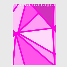 Скетчбук с принтом Осколки розового стекла в Курске, 100% бумага
 | 48 листов, плотность листов — 100 г/м2, плотность картонной обложки — 250 г/м2. Листы скреплены сверху удобной пружинной спиралью | Тематика изображения на принте: 2021 | геометрия | зеркало | лето | осколок | розовый | треугольники
