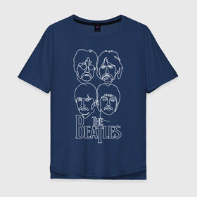 Мужская футболка хлопок Oversize с принтом The Beatles (одной линией) в Курске, 100% хлопок | свободный крой, круглый ворот, “спинка” длиннее передней части | let it be | the beatles | битлз | битломан | битлы | всемирный день | группа | джон | джордж | известный | леннон | логотип | маккартни | музыка | музыкант | пол | популярный | портрет | ринго | рок группа | старр