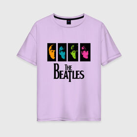 Женская футболка хлопок Oversize с принтом Всемирный день The Beatles в Курске, 100% хлопок | свободный крой, круглый ворот, спущенный рукав, длина до линии бедер
 | abbey road | beatles day | cant buy me love | help | i want to hold your hand | let it bee | pop art | альбом | битлз | битломан | битлы | всемирный день | леннон | ливерпуль | ливерпульская четверка | маккартни | музыка | старр | харрисо