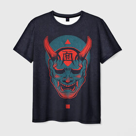 Мужская футболка 3D с принтом Samurai в Курске, 100% полиэфир | прямой крой, круглый вырез горловины, длина до линии бедер | dark | голова с рогами | самурай | тьма | череп | череп с рогами