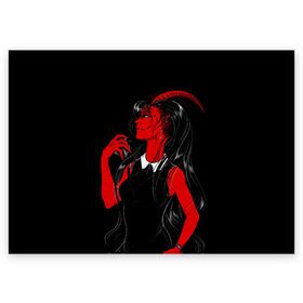 Поздравительная открытка с принтом Дьяволица в Курске, 100% бумага | плотность бумаги 280 г/м2, матовая, на обратной стороне линовка и место для марки
 | Тематика изображения на принте: аниме | девушка | девушка с рогами | дьявол