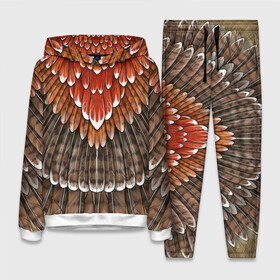Женский костюм 3D (с толстовкой) с принтом оперение:  орел (2) в Курске,  |  | feathers | plumage | бурый | друид | индеец | коричневый | оперение | оранжевый | орёл | пернатый | перо | перья | природа | птица | рыжий | сова | сон | ястреб