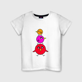 Детская футболка хлопок с принтом Птички в Курске, 100% хлопок | круглый вырез горловины, полуприлегающий силуэт, длина до линии бедер | воробьи | деверь | животные | звери | попугаи | птицы | птички