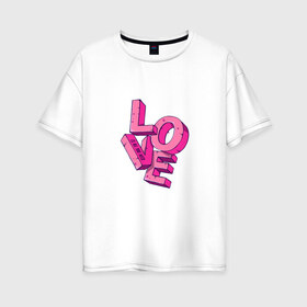 Женская футболка хлопок Oversize с принтом Love is all you need Beatles в Курске, 100% хлопок | свободный крой, круглый ворот, спущенный рукав, длина до линии бедер
 | 