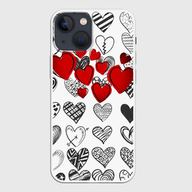 Чехол для iPhone 13 mini с принтом Сердца в Курске,  |  | 14 февраля | hearts background | валентинов день | влюбленным | девушке | день святого валентина | жене | кардиологу | любимой | любимому | люблю | любовь | мужу | парню | сердца графика | сердца фон