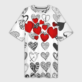 Платье-футболка 3D с принтом Сердца в Курске,  |  | 14 февраля | hearts background | валентинов день | влюбленным | девушке | день святого валентина | жене | кардиологу | любимой | любимому | люблю | любовь | мужу | парню | сердца графика | сердца фон