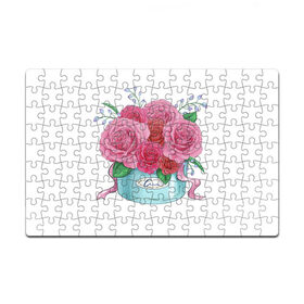 Пазл магнитный 126 элементов с принтом Букет Роз в Курске, полимерный материал с магнитным слоем | 126 деталей, размер изделия —  180*270 мм | красный | розы | тюльпаны | цветы