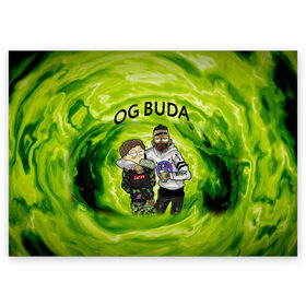 Поздравительная открытка с принтом Репер - OG Buda в Курске, 100% бумага | плотность бумаги 280 г/м2, матовая, на обратной стороне линовка и место для марки
 | lil melon | og buda | seemee. | оджи буда | репер | рэп исполнитель | федук