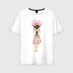 Женская футболка хлопок Oversize с принтом Я стесняюсь в Курске, 100% хлопок | свободный крой, круглый ворот, спущенный рукав, длина до линии бедер
 | 8 марта | dreams | всемирный женский день | цветы