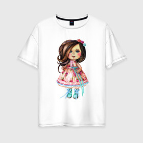 Женская футболка хлопок Oversize с принтом Весенняя принцесса в Курске, 100% хлопок | свободный крой, круглый ворот, спущенный рукав, длина до линии бедер
 | 8 марта | dreams | всемирный женский день | цветы