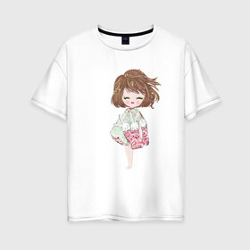 Женская футболка хлопок Oversize с принтом Беззаботная радость в Курске, 100% хлопок | свободный крой, круглый ворот, спущенный рукав, длина до линии бедер
 | 8 марта | dreams | всемирный женский день | цветы