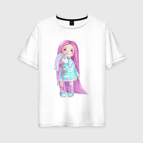 Женская футболка хлопок Oversize с принтом Маленькая девочка в Курске, 100% хлопок | свободный крой, круглый ворот, спущенный рукав, длина до линии бедер
 | 8 марта | dreams | всемирный женский день | цветы